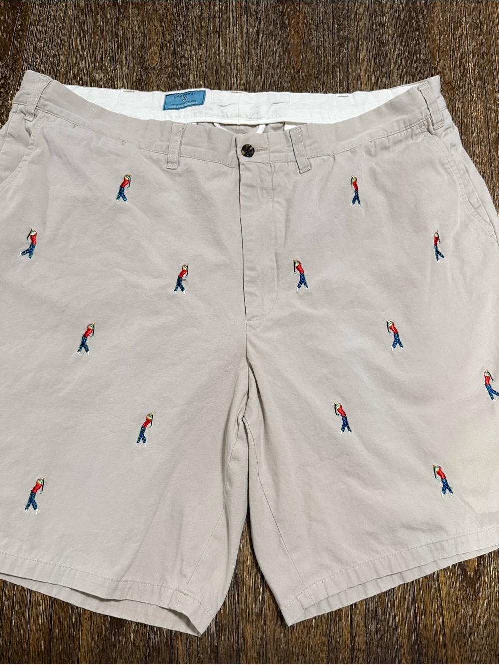Castaway Beige Embroidered Golfer Chino Shorts - Men